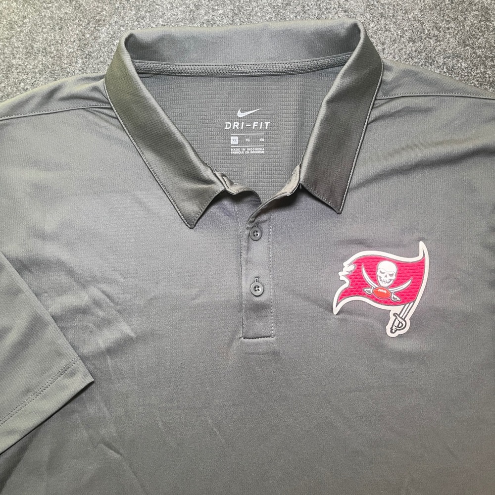 Nike Polo Shirt Mens XL Grey Excellent Tampa Bay Buccaneers Dri-FIT Golf XL